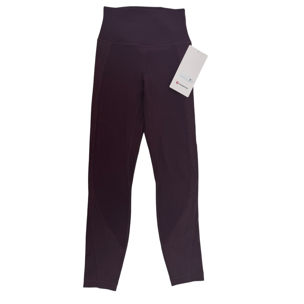 Lululemon Paisley Lace Overlay Tight‎ 25 Black Plum Nulu Leggings LW5IFDS Size 0